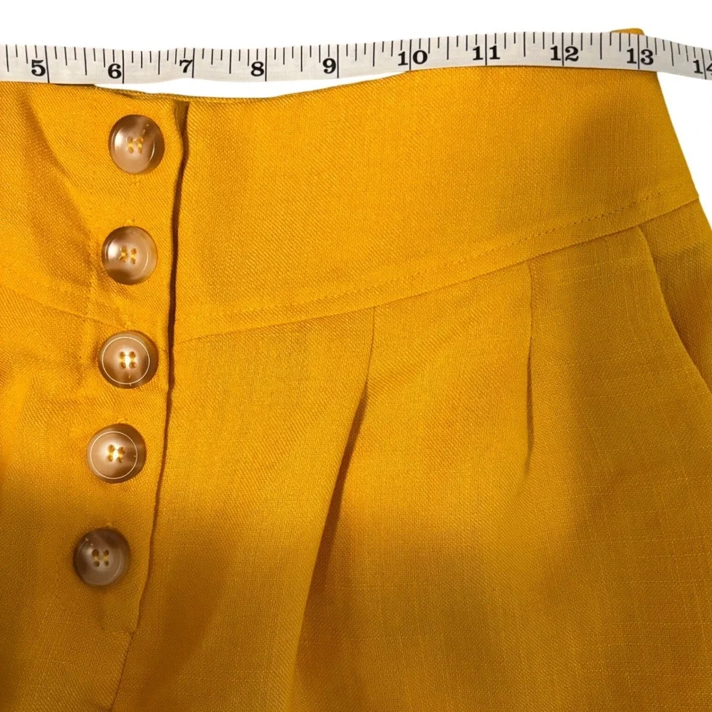 Moon River Wide Leg Pants Women Mustard High Waist Button Front Linen Blend SM - Picture 4 of 8